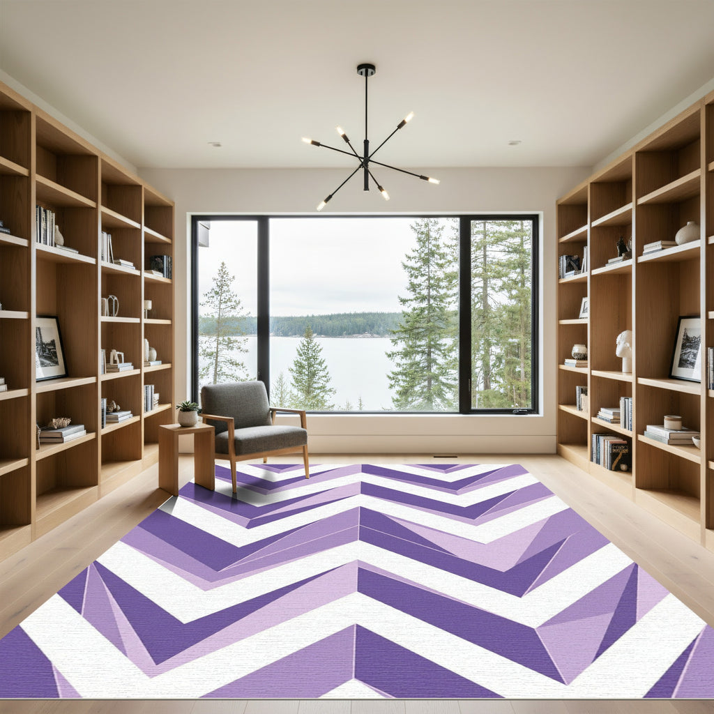 Modern Lavender Chevron Geometric Rug
