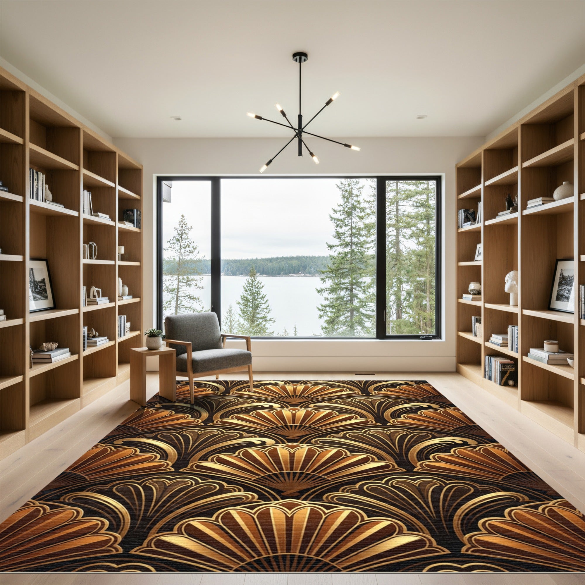 Golden Fan Art Deco Rug
