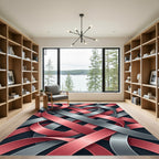 Modern Metallic Ribbon Interwoven Swirls Rug