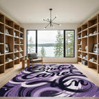 Abstract Swirling Lavender Brush Stroke Art Rug