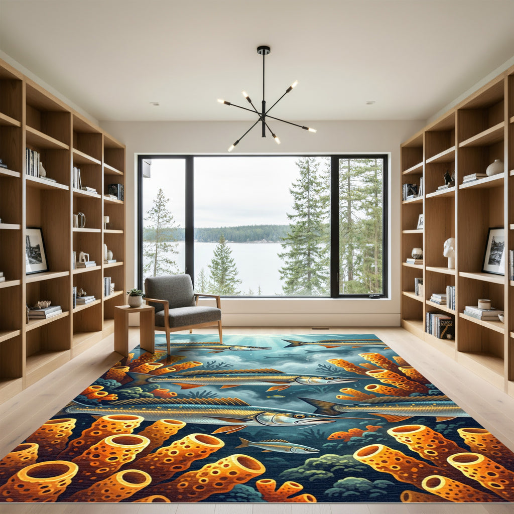 Vibrant Tropical Fish Coral Reef Rug