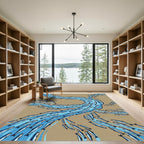 Flowing Blue Sardine School Art Rug