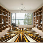 Radiant Golden Starburst Geometric Accents Rug