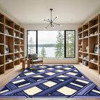Deep Blue Intersecting Lattice Rug