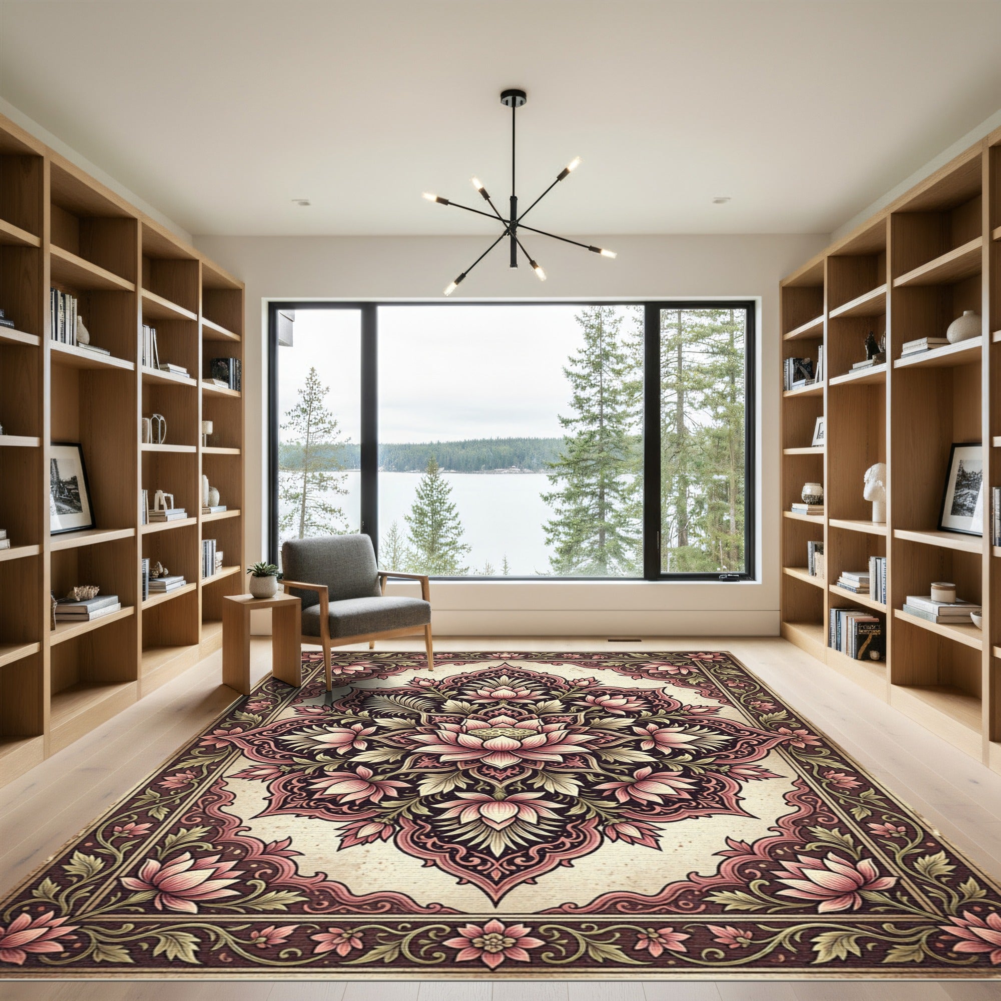 Vintage Pink Blossom Medallion Rug