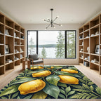 Lush Golden Lemon Botanical Foliage Rug