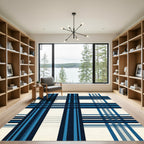 Vivid Blue Plaid Lines Rug