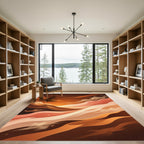 Earthy Abstract Copper Sunset Wave Rug