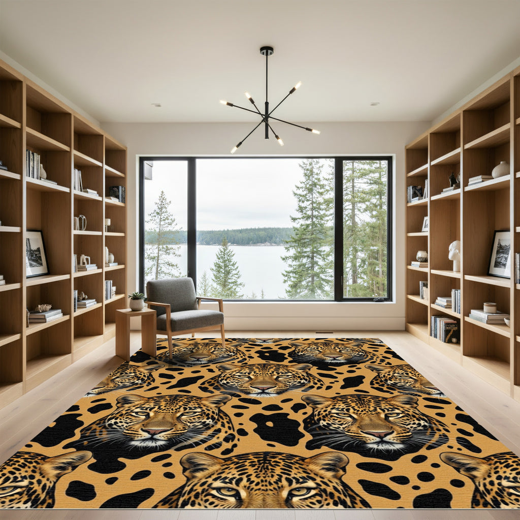 Bold Safari Leopard Animal Face Rug