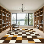 Contemporary Earth Tone Geometric Grid Rug