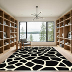 Bold Black and Cream Giraffe Texture Rug