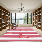 Coral Pink Flamingo Stripe Pattern Rug