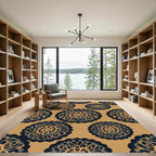 Gilded Indigo Mandala Medallion Rug