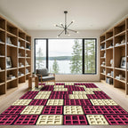 Geometric Waffle Grid in Fuchsia and Cream Rug