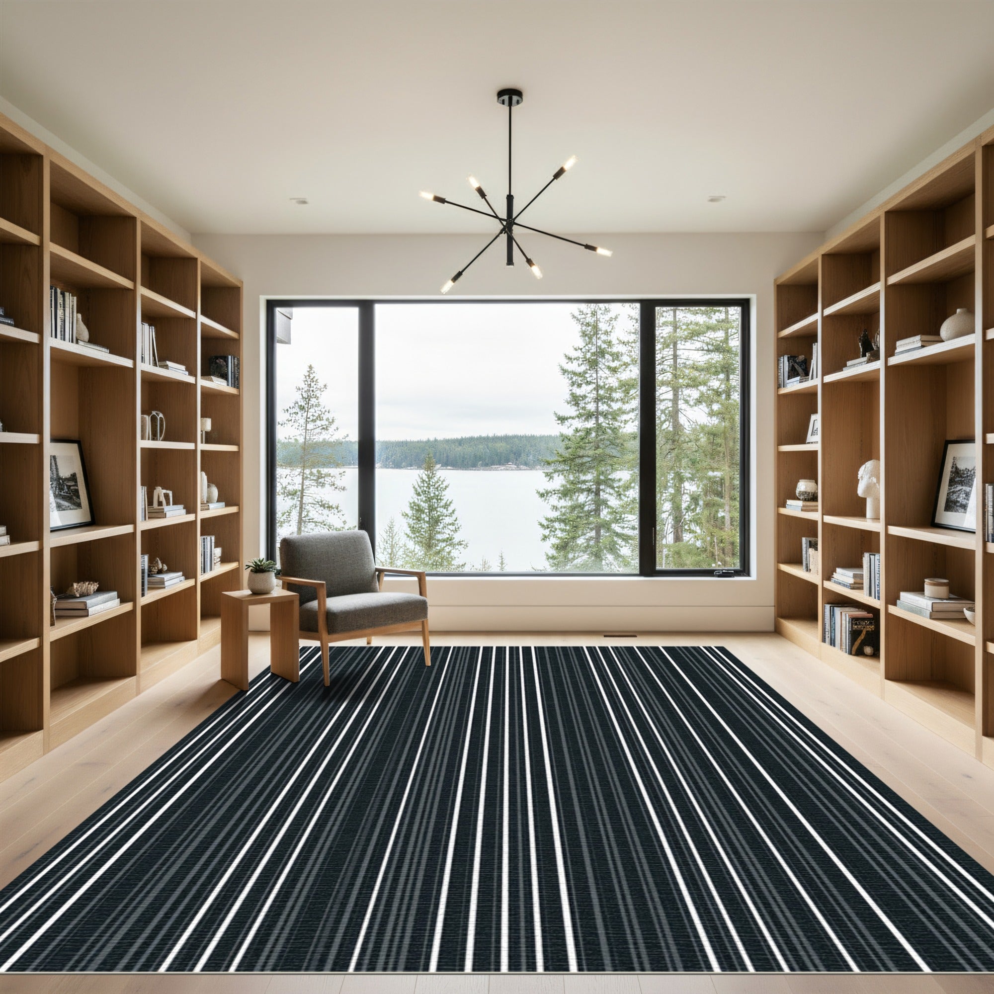 Monochromatic Minimalist Linear Stripe Rug