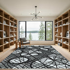Monochromatic Abstract Geometric Web Grid Rug