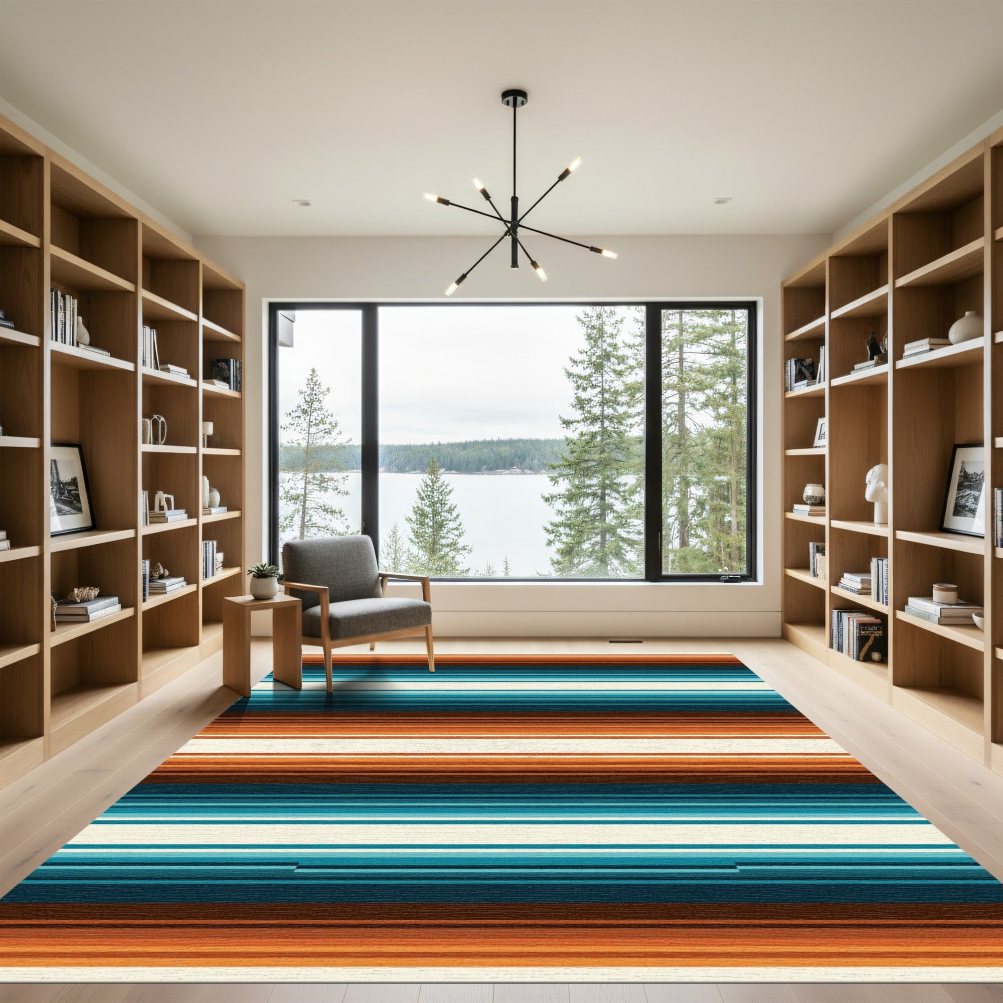 Earthy Tone Retro Striped Rug