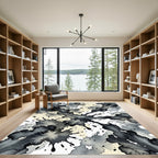 Dark Gray Ink Splatter Abstract Rug