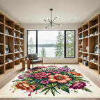 Vibrant Watercolor Floral Bouquet Illustration Rug