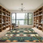 Southwestern Desert Cactus Geometric Stripe Rug
