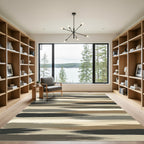 Neutral Earthy Tones Abstract Brushstroke Rug