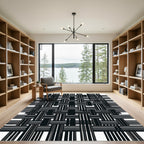 Monochromatic Interwoven Stripe Grid Rug