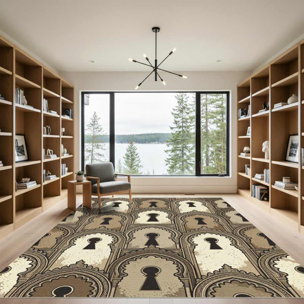 Elegant Archway Keyhole Neutral Wall Art Rug