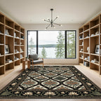 Traditional Tan Rose Garden Medallion Rug