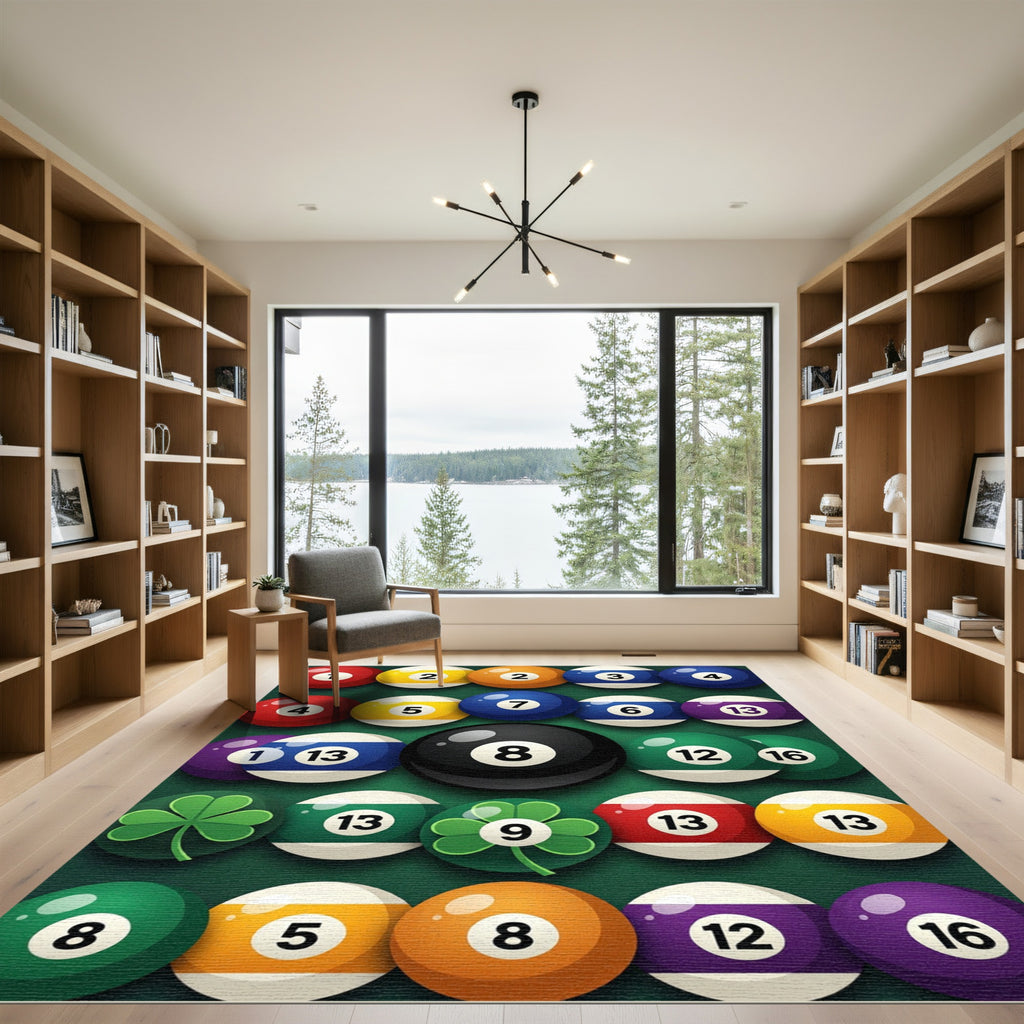Vibrant Multicolored Billiard Ball Game Rug