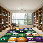 Vibrant Multicolored Billiard Ball Game Rug