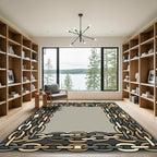 Rustic Interlocked Chain Border Rug