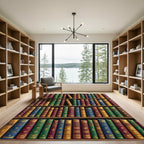 Classic Multi-Colored Library Book Spine Shelf Rug