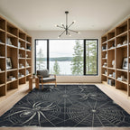 Gothic Monochrome Spider Web Illustration Rug
