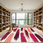 Crimson Pink Textured Brush Strokes Rug