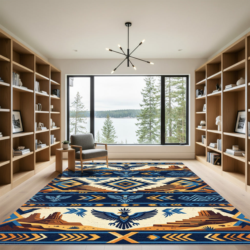 Majestic Eagle Desert Geometric Rug