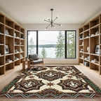 Geometric Ram Star Earthy Tone Tapestry Rug