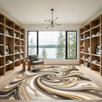 Golden Marble Swirl Inlay Rug