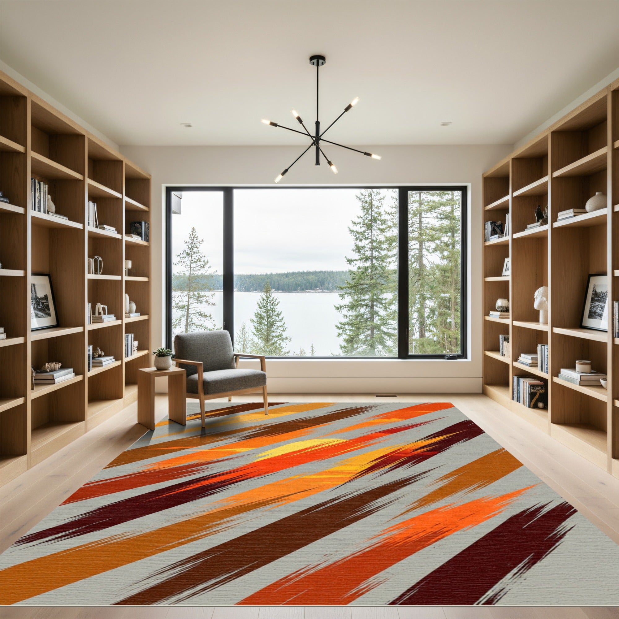 Abstract Sunset Diagonal Brushstroke Rug