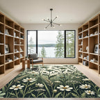 Sage Wildflower Meadow Botanical Illustration Rug