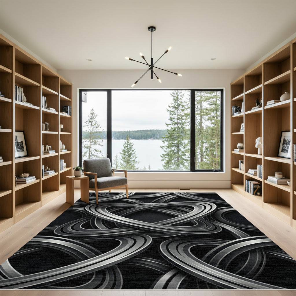 Monochromatic Intertwined Abstract Loops Rug