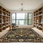 Ornate Gold Floral Acanthus Scroll Rug
