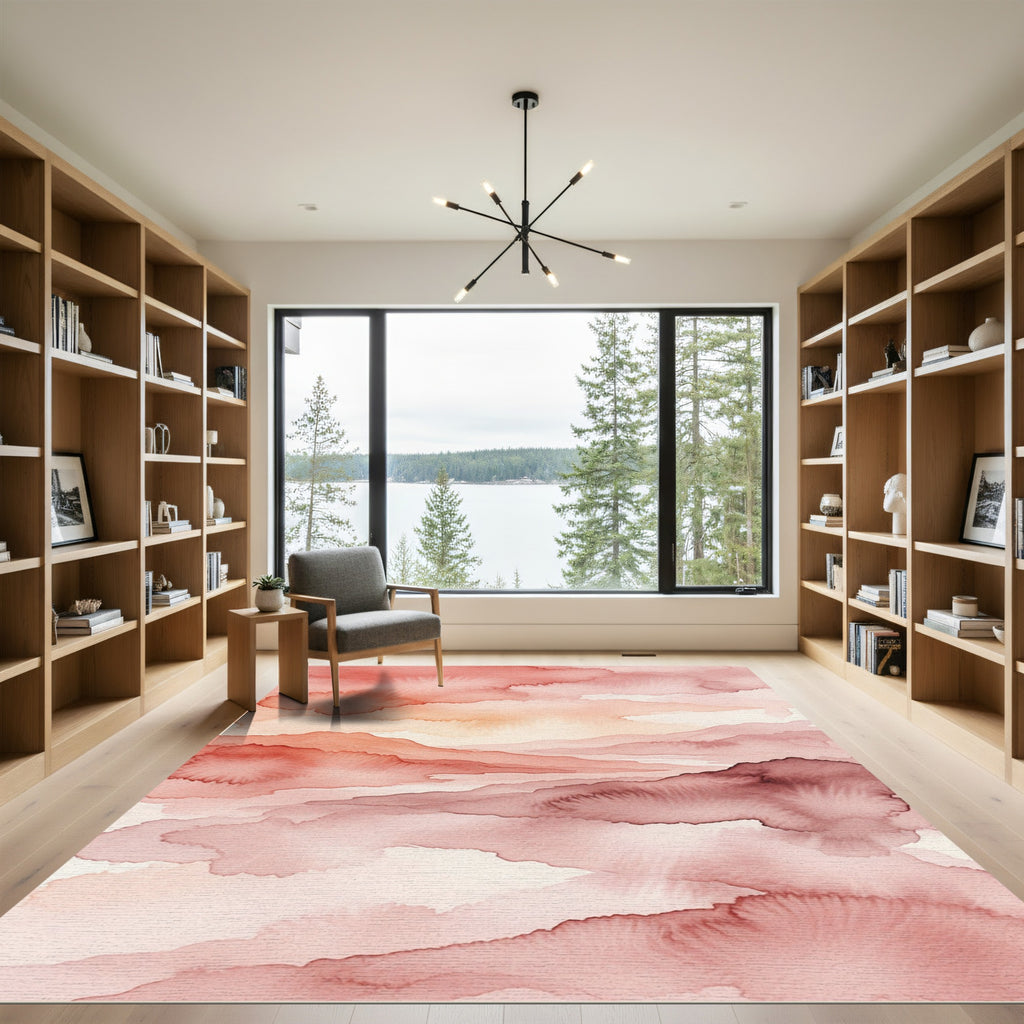 Rustic Coral Abstract Cloudscape Rug