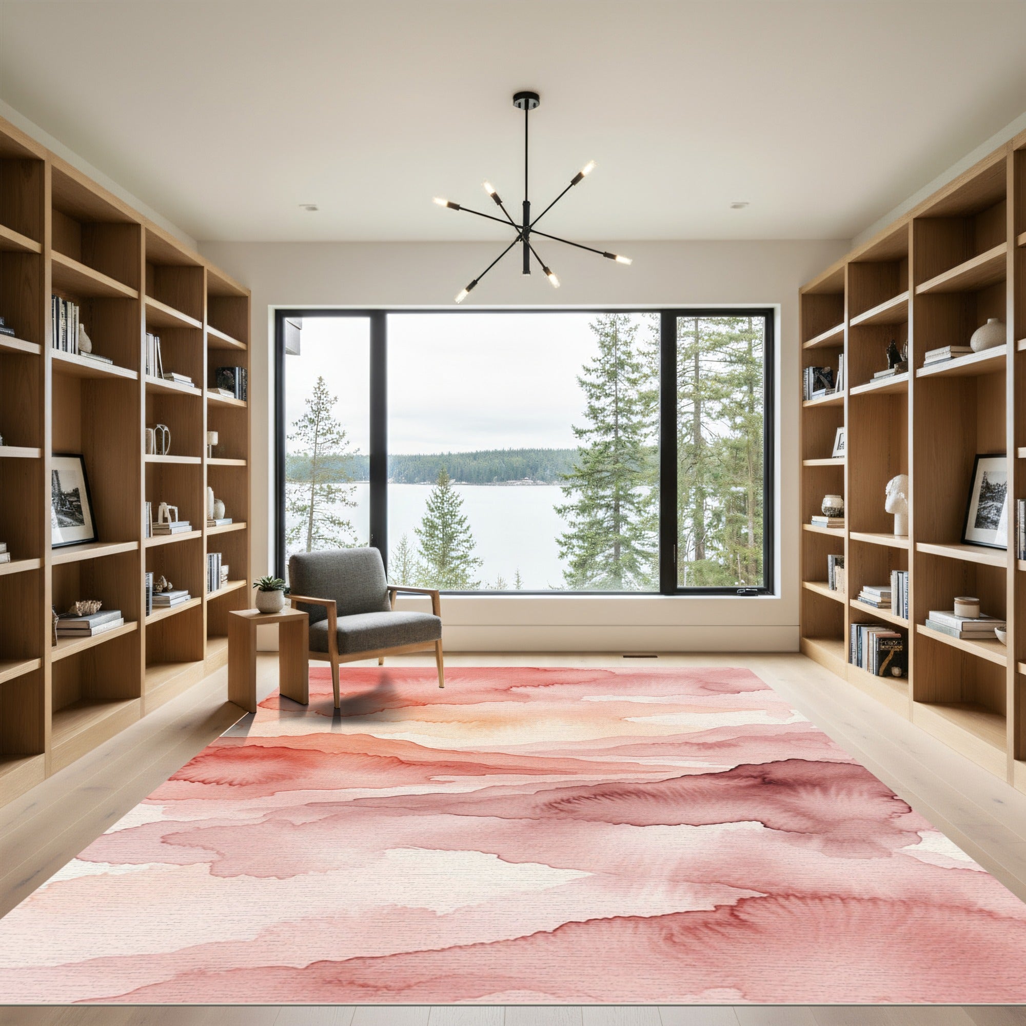 Rustic Coral Abstract Cloudscape Rug