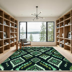 Green Diamond Zigzag Ikat Rug