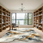 Abstract Monochrome Ink Wash Mountain Landscape Rug