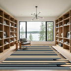 Minimalist Graphite and Cream Striped Rug