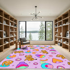 Playful Orange Tiger Abstract Shapes Rug