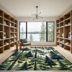 Mist Forest Mountain Pine Landscape Rug