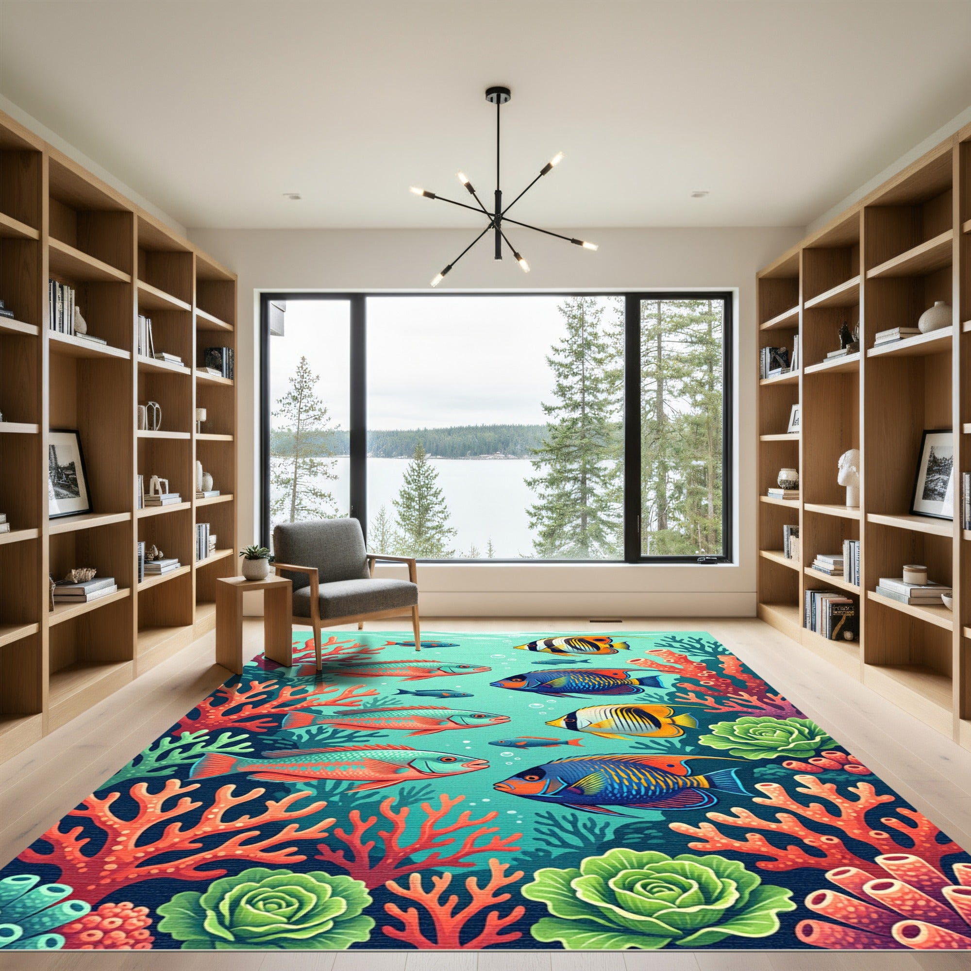 Vibrant Tropical Coral Reef Marine Life Rug