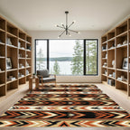 Earthy Southwestern Geometric Arrow Border Rug